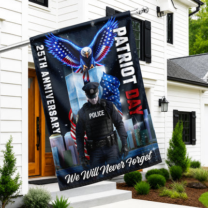 Patriot Day 25th Anniversary Police Eagle Never Forget Flag