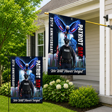 Patriot Day 25th Anniversary Police Eagle Never Forget Flag