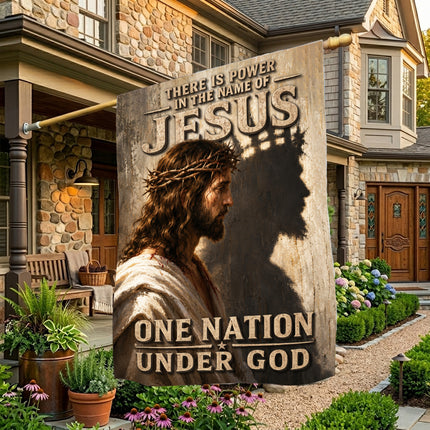There Is Power In The Name Of Jesus One Nation Under God Flag