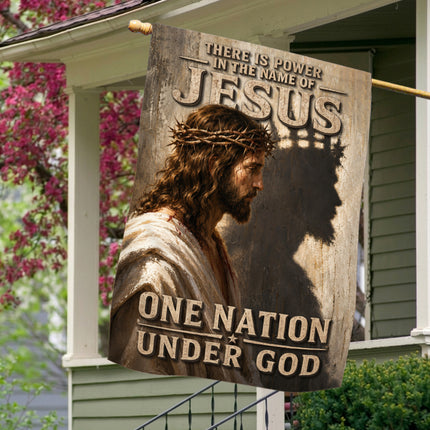 There Is Power In The Name Of Jesus One Nation Under God Flag