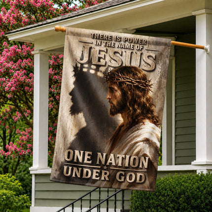 There Is Power In The Name Of Jesus One Nation Under God Flag