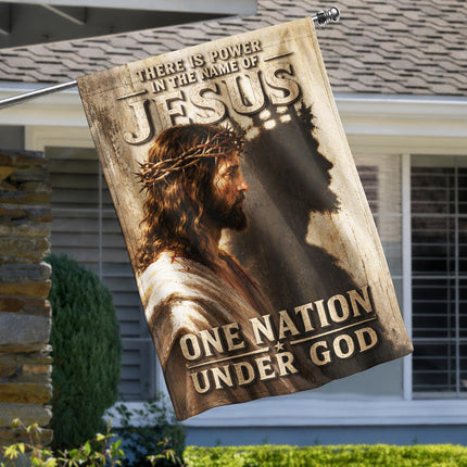 There Is Power In The Name Of Jesus One Nation Under God Flag