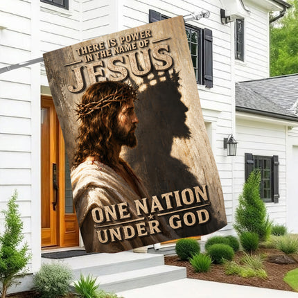 There Is Power In The Name Of Jesus One Nation Under God Flag
