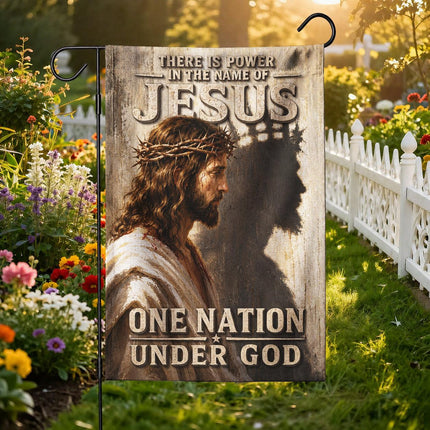 There Is Power In The Name Of Jesus One Nation Under God Flag