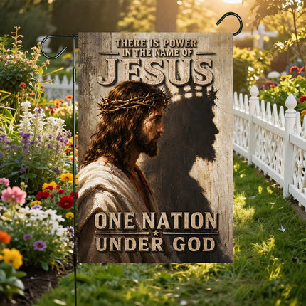 There Is Power In The Name Of Jesus One Nation Under God Flag