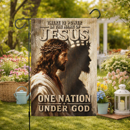 There Is Power In The Name Of Jesus One Nation Under God Flag