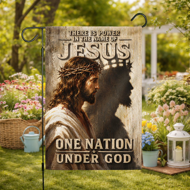 SP-01 One Nation Under God Faith and Freedom Jesus Garden Flag Sunday Worship