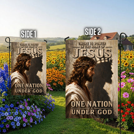 There Is Power In The Name Of Jesus One Nation Under God Flag