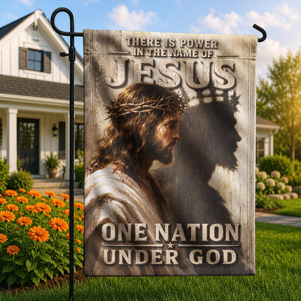 There Is Power In The Name Of Jesus One Nation Under God Flag
