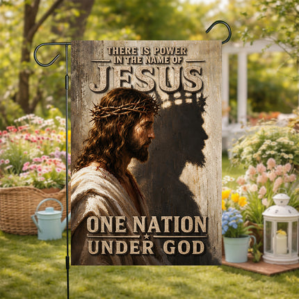 There Is Power In The Name Of Jesus One Nation Under God Flag