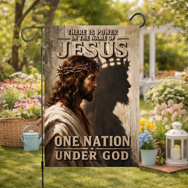 There Is Power In The Name Of Jesus One Nation Under God Flag