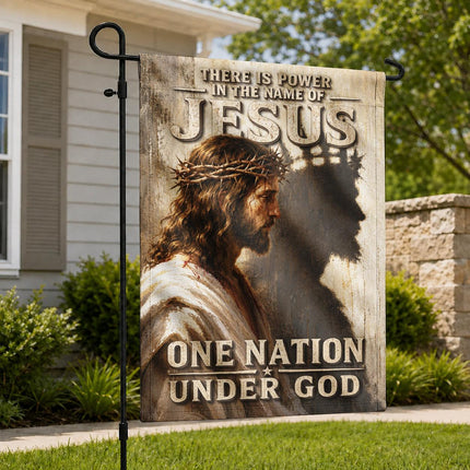 There Is Power In The Name Of Jesus One Nation Under God Flag