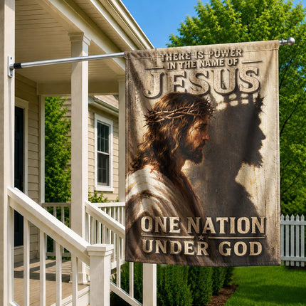 There Is Power In The Name Of Jesus One Nation Under God Flag