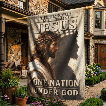 There Is Power In The Name Of Jesus One Nation Under God Flag