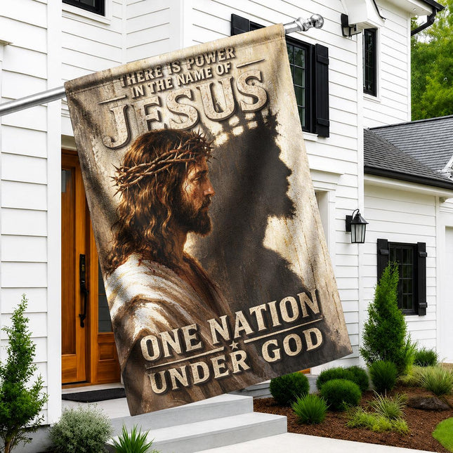There Is Power In The Name Of Jesus One Nation Under God Flag