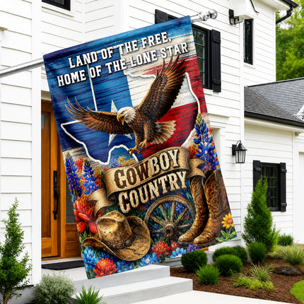 Texas Flag Cowboy Country Eagle Lone Star Western Flag