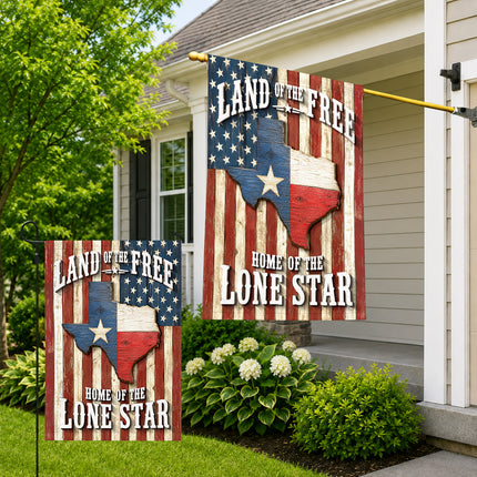 Texas Flag Land of the Free Home of the Lone Star Rustic Flag