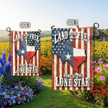Texas Flag Land of the Free Home of the Lone Star Rustic Flag