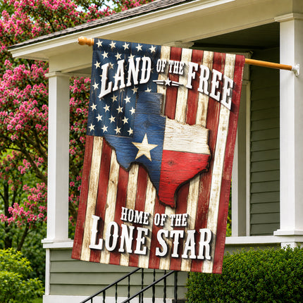 Texas Flag Land of the Free Home of the Lone Star Rustic Flag