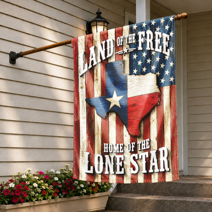 Texas Flag Land of the Free Home of the Lone Star Rustic Flag