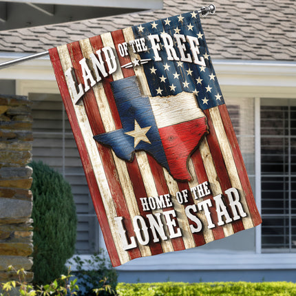 Texas Flag Land of the Free Home of the Lone Star Rustic Flag
