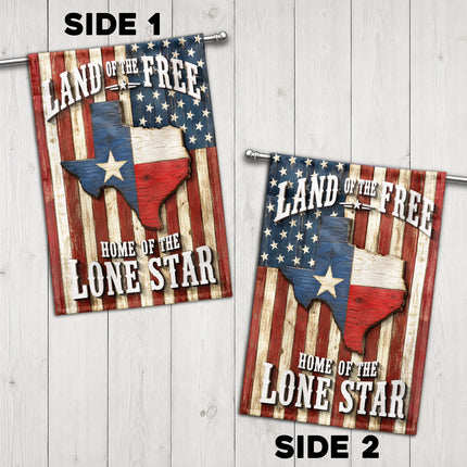 Texas Flag Land of the Free Home of the Lone Star Rustic Flag