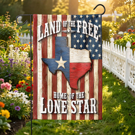 Texas Flag Land of the Free Home of the Lone Star Rustic Flag