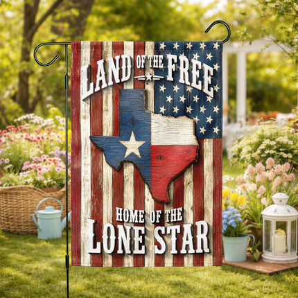 Texas Flag Land of the Free Home of the Lone Star Rustic Flag