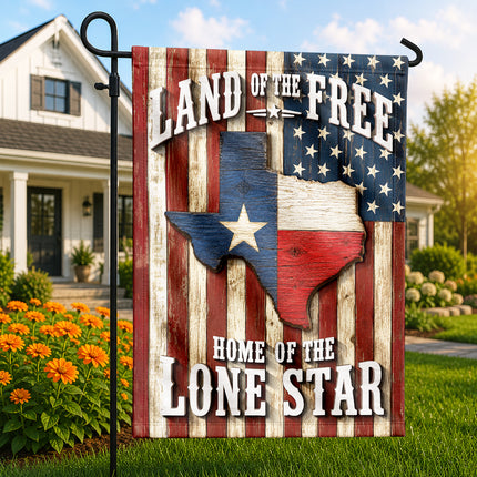 Texas Flag Land of the Free Home of the Lone Star Rustic Flag