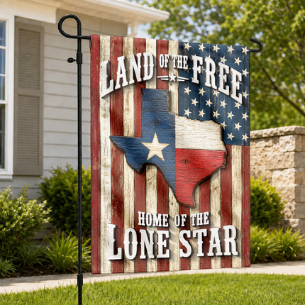Texas Flag Land of the Free Home of the Lone Star Rustic Flag
