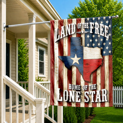 Texas Flag Land of the Free Home of the Lone Star Rustic Flag