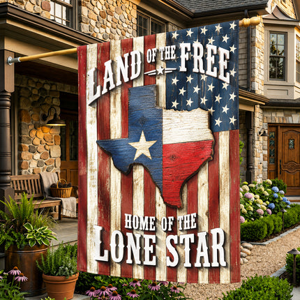 Texas Flag Land of the Free Home of the Lone Star Rustic Flag