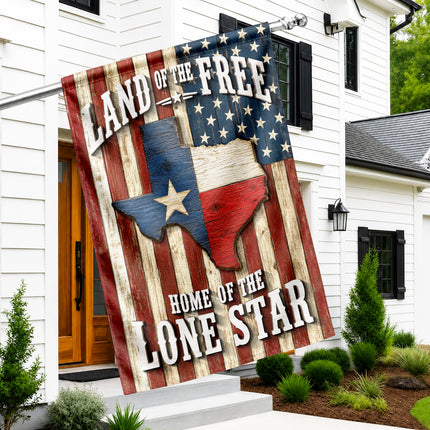 Texas Flag Land of the Free Home of the Lone Star Rustic Flag