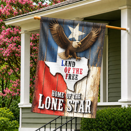 Texas Lone Star Flag Land of the Free Bald Eagle Flag