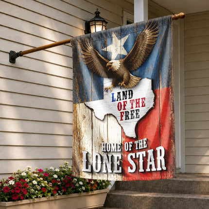 Texas Lone Star Flag Land of the Free Bald Eagle Flag