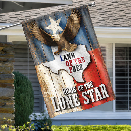Texas Lone Star Flag Land of the Free Bald Eagle Flag