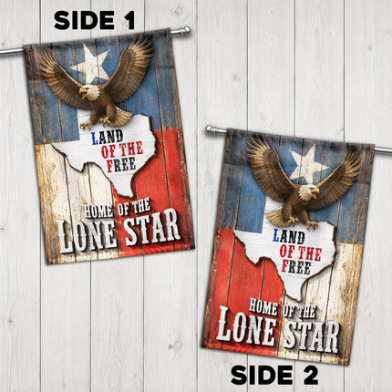 Texas Lone Star Flag Land of the Free Bald Eagle Flag