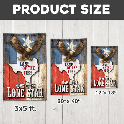 Texas Lone Star Flag Land of the Free Bald Eagle Flag