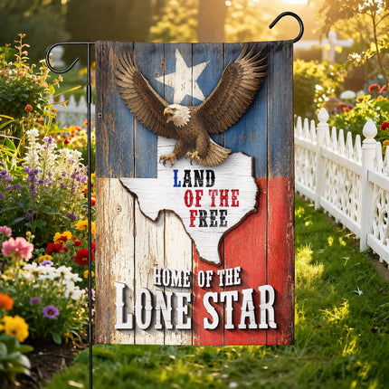 Texas Lone Star Flag Land of the Free Bald Eagle Flag