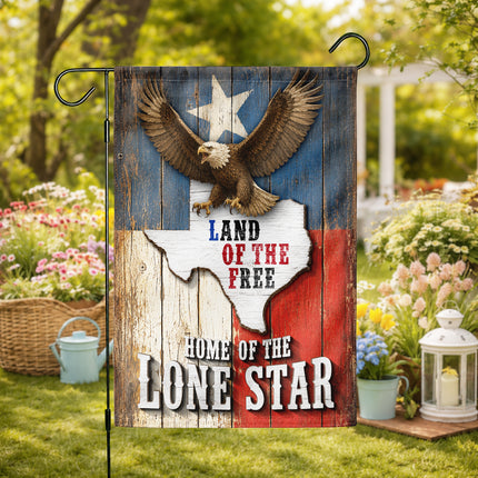 Texas Lone Star Flag Land of the Free Bald Eagle Flag