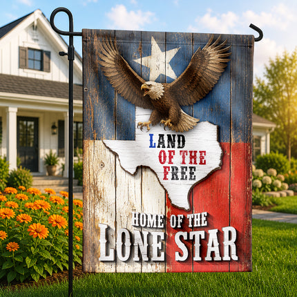 Texas Lone Star Flag Land of the Free Bald Eagle Flag