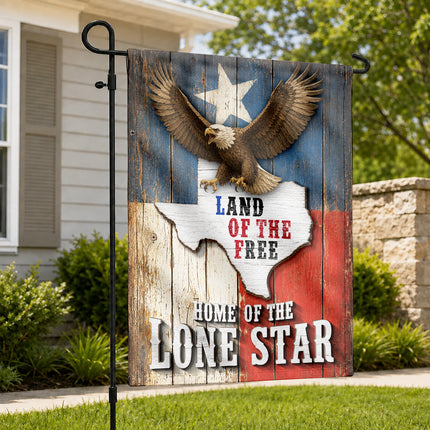 Texas Lone Star Flag Land of the Free Bald Eagle Flag
