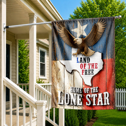 Texas Lone Star Flag Land of the Free Bald Eagle Flag