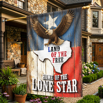 Texas Lone Star Flag Land of the Free Bald Eagle Flag