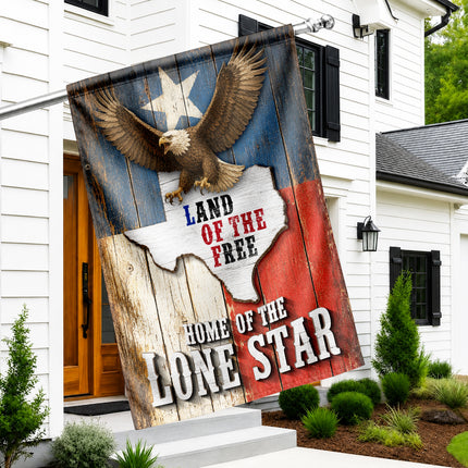 Texas Lone Star Flag Land of the Free Bald Eagle Flag