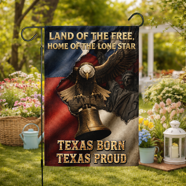 Texas Flag Texas Born Texas Proud Eagle Liberty Bell Flag
