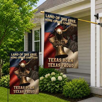 Texas Flag Texas Born Texas Proud Eagle Liberty Bell Flag