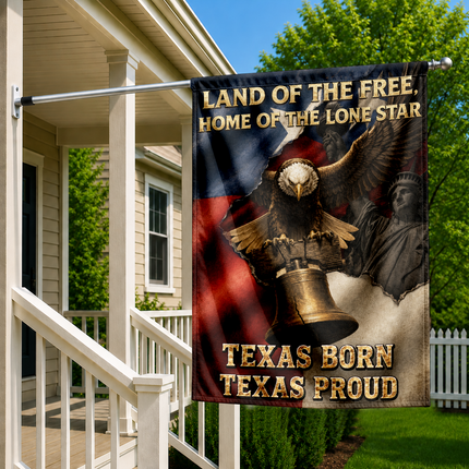 Texas Flag Texas Born Texas Proud Eagle Liberty Bell Flag