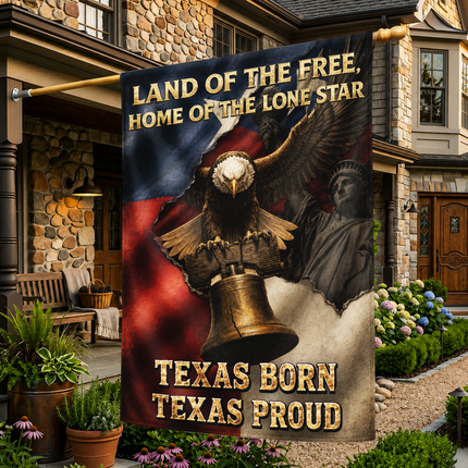 Texas Flag Texas Born Texas Proud Eagle Liberty Bell Flag
