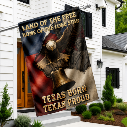 Texas Flag Texas Born Texas Proud Eagle Liberty Bell Flag